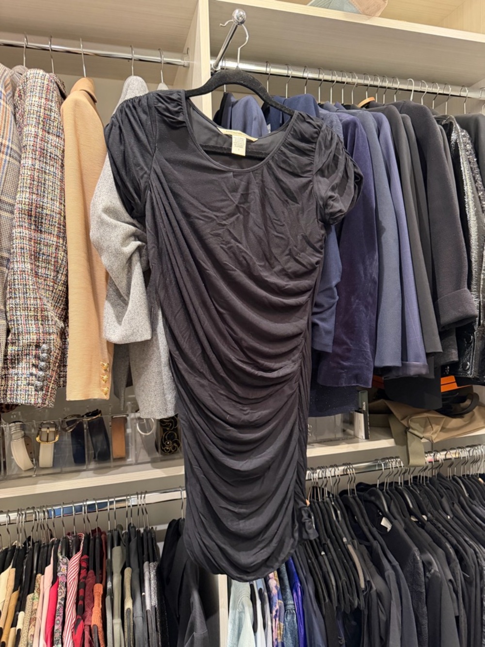 Diane Von Furstenberg Black Ruched Mini Dress